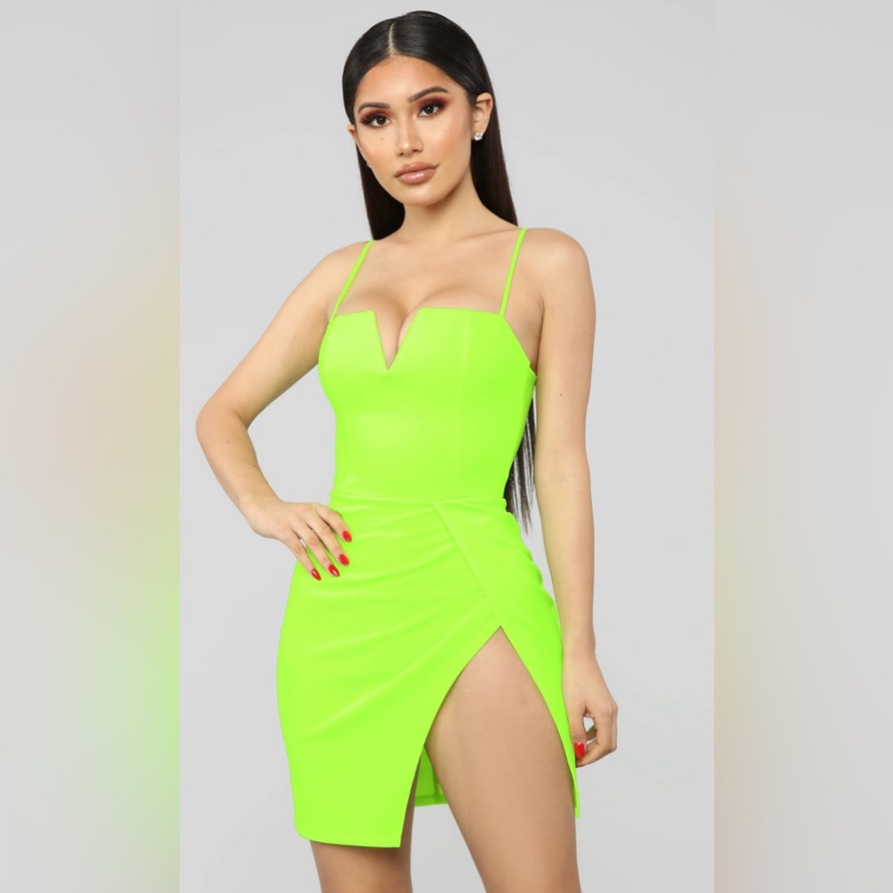 Lime green mini with slit